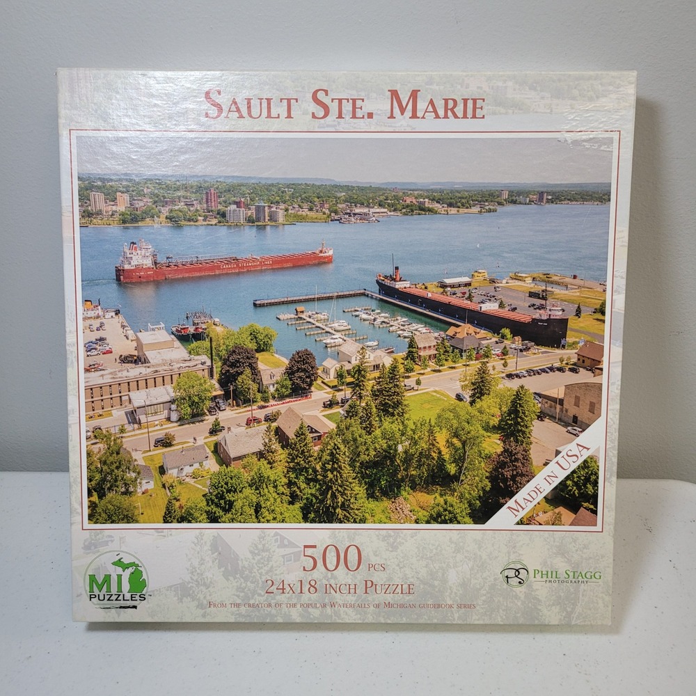 Sault Ste Marie Michigan Phil Stagg 500 Piece Jigsaw Puzzle Soo Locks Freighter